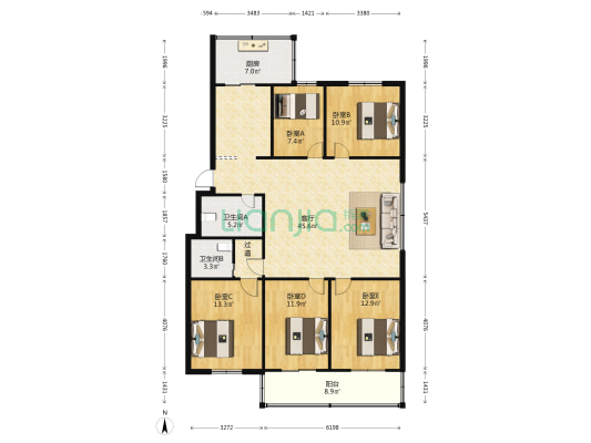 商地花园 5室1厅2卫 159平方