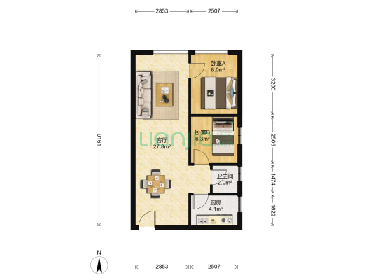 云景豪庭 2室1厅1卫 65平方