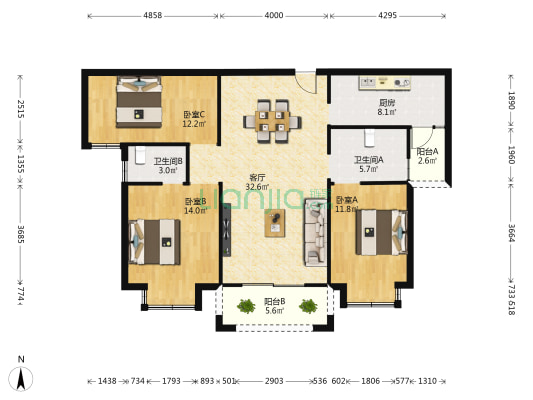 柳湖佳苑东院 3室1厅2卫 129平方