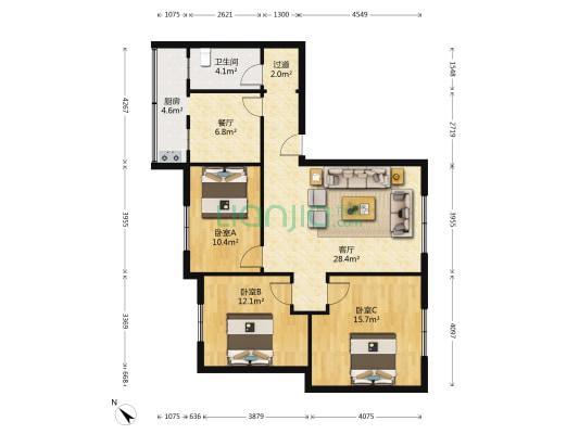 永乐巷10号 3室2厅1卫 106平方