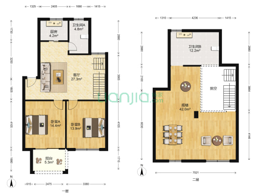 清浦苑 2室1厅2卫 88平方