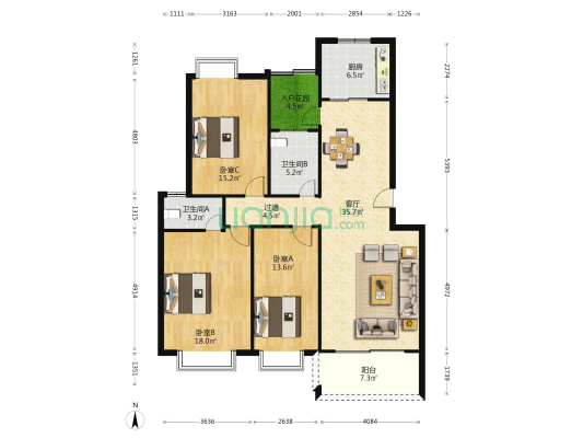 金色华庭 3室1厅2卫 138平方