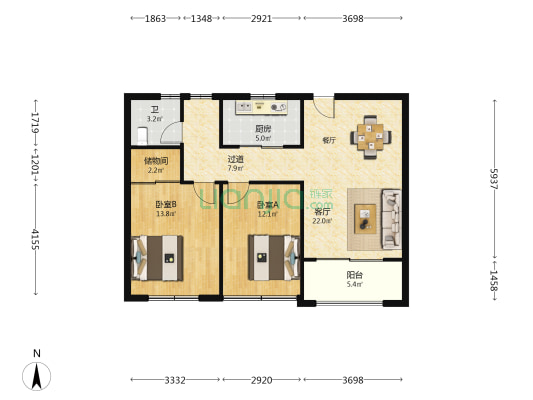 吉祥水岸 2室1厅1卫 94平方