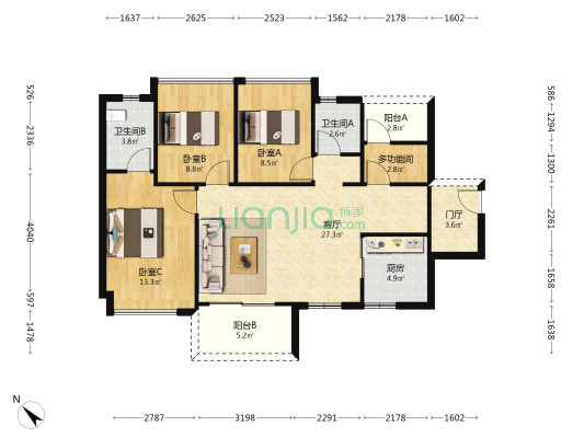 保利南沙天汇 4室1厅2卫 102平方