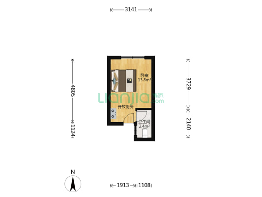 鸿侨大厦  1室0厅1卫 17平方