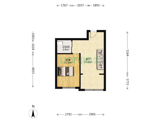 世海铭尊 1室1厅1卫 52平方