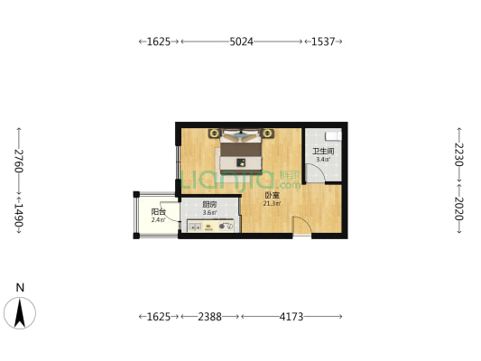 福禄家园 1室0厅1卫 43平方