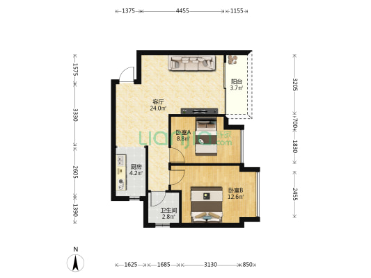 泰富汇通中心 2室1厅1卫 69平方