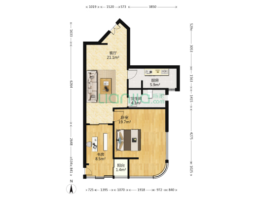 五月花都荟豪庭 2室1厅1卫 82平方