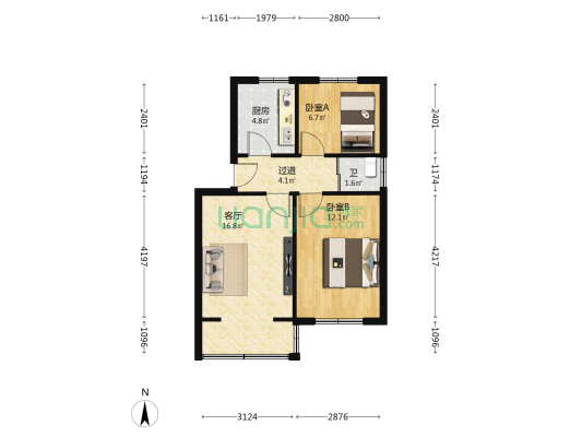 西固百货公司家属院 2室1厅1卫 50平方