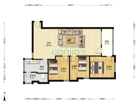河东南路 3室1厅1卫 98平方