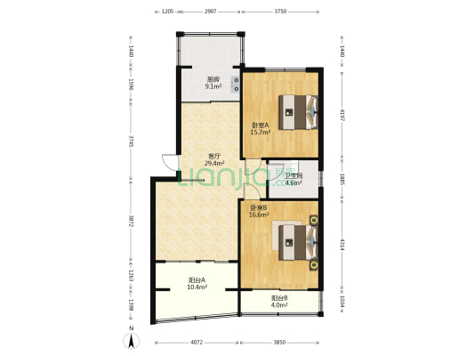 春阳易居 2室1厅1卫 110平方