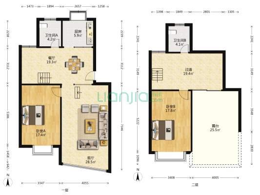 万江公寓 2室2厅2卫 152平方