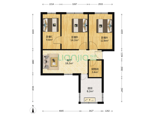 文化路20号 3室1厅0卫 80平方