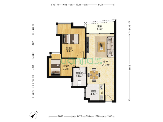 时代景苑三期 2室1厅1卫 67平方