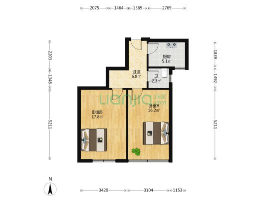 四公里街 2室0厅1卫 61平方