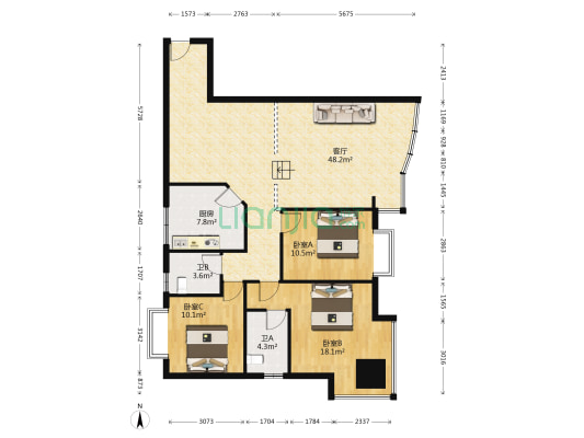 原野大厦 3室1厅2卫 137平方