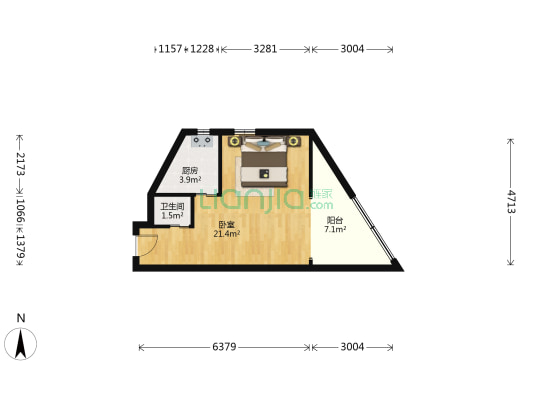 人民路90号小区 1室0厅1卫 49平方
