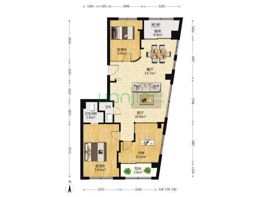 建设西路 3室2厅2卫 92平方