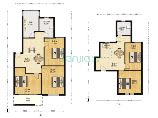 华高新苑 5室2厅2卫 161平方