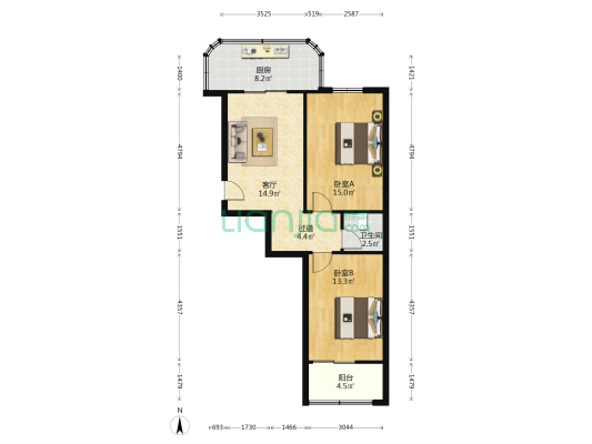 西号巷14号 2室1厅1卫 72平方