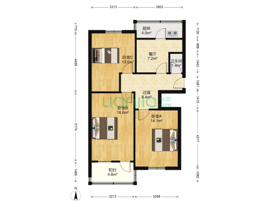 交校路10号 3室1厅1卫 72平方