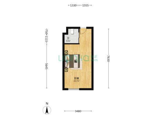 喜尔美大厦 1室0厅1卫 44平方