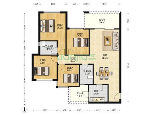 永兴一品 4室1厅2卫 113平方