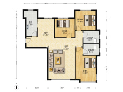 高铁东站 精装四居 电梯房 诚意出售-涿州高铁新干线户型图