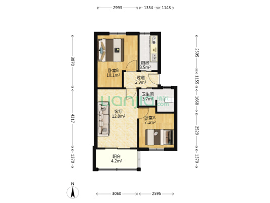 朝晖八区 2室1厅1卫 55平方