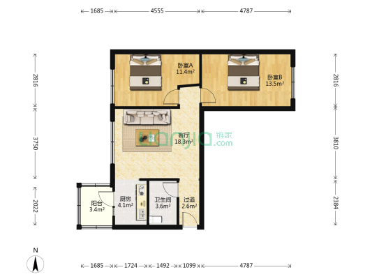 建河头道街 2室1厅1卫 72平方