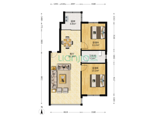 启新逸园（启新街西一巷） 2室1厅1卫 84平方