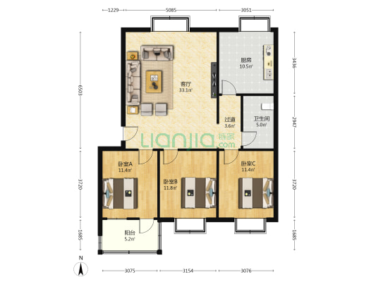 华洋街育才巷2号 3室1厅1卫 106平方