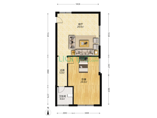金北大厦 1室1厅1卫 155平方