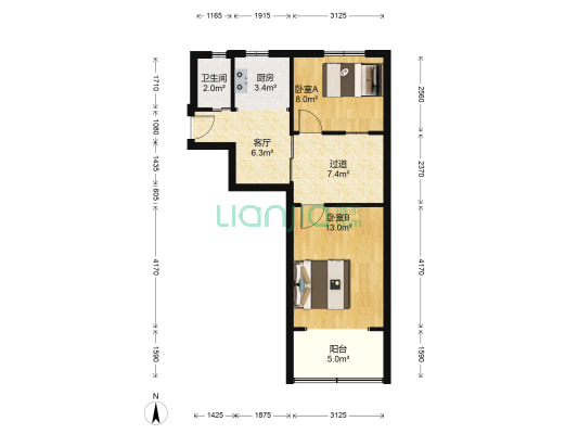 梅欣小区西区  2室1厅1卫 55平方