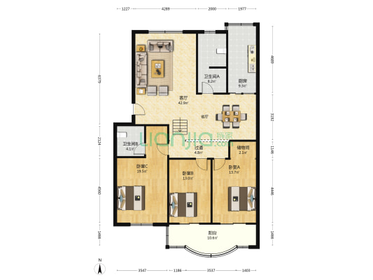 西华庭 3室1厅2卫 150平方