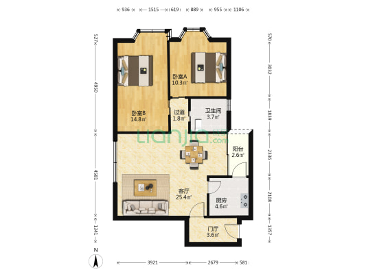 福源花园二期 2室1厅1卫 79平方
