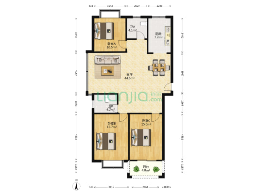 禾峰乾庄 3室1厅2卫 136平方