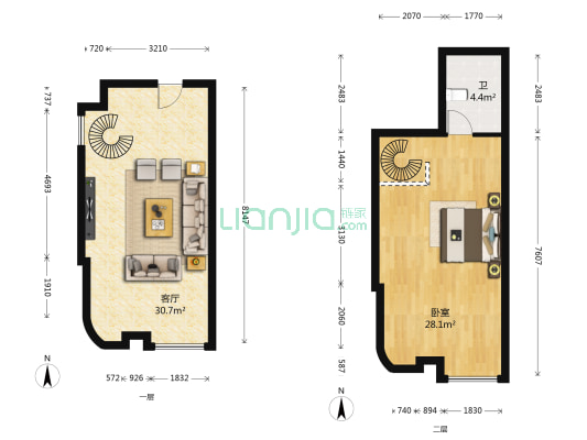 观音桥Cosmo 1室1厅1卫 68平方