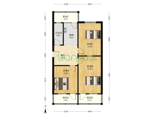兴华南街19号 3室1厅1卫 84平方