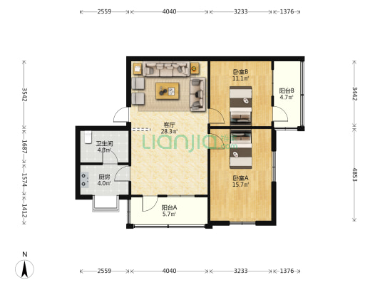 13街坊 2室1厅1卫 100平方
