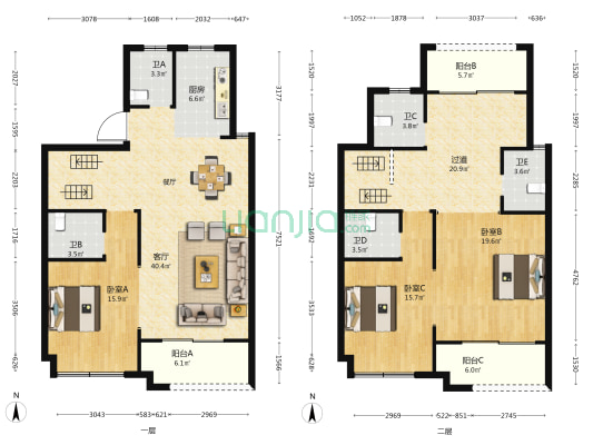 观塘里 3室1厅5卫 194平方