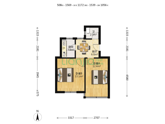 巴里新村 2室1厅1卫 45平方