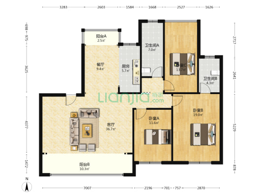 嘉源襄河左岸 3室2厅2卫 122平方