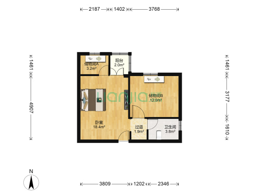 假日E时代 1室0厅1卫 57平方