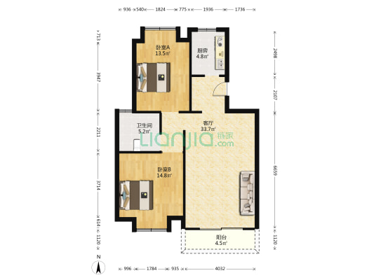金鹰盛世花园 2室1厅1卫 105平方