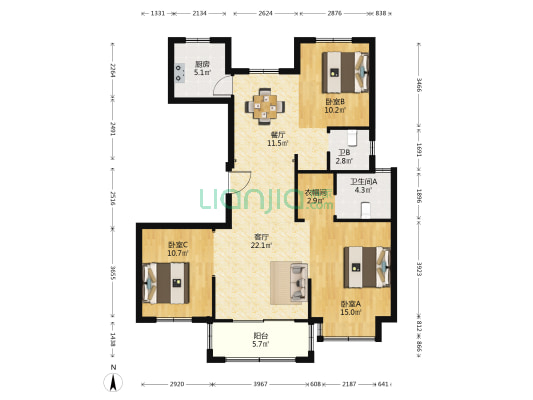 筑香澜庭 3室2厅2卫 127平方