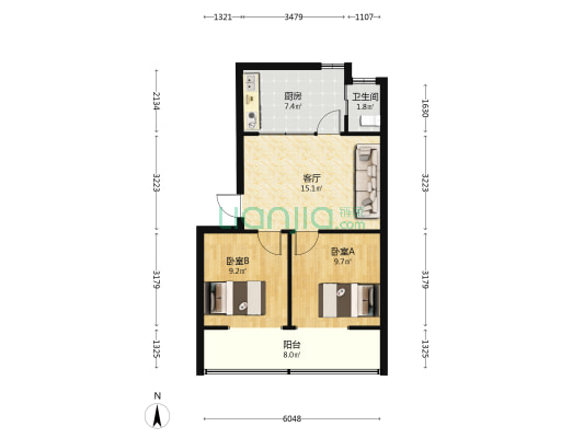 桃园路电厂 2室1厅1卫 62平方