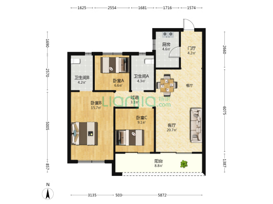 融创嘉望府 3室1厅2卫 98平方