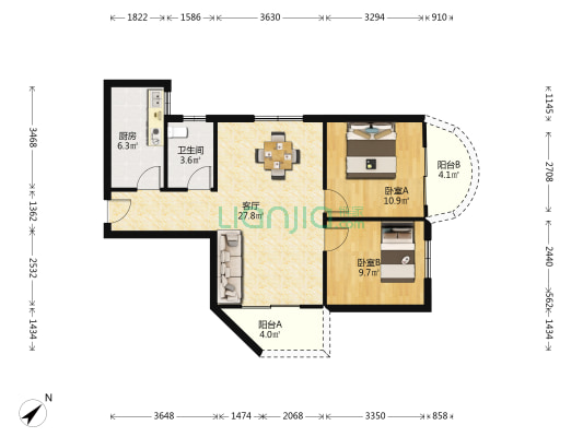 建汇大厦 2室1厅1卫 81平方